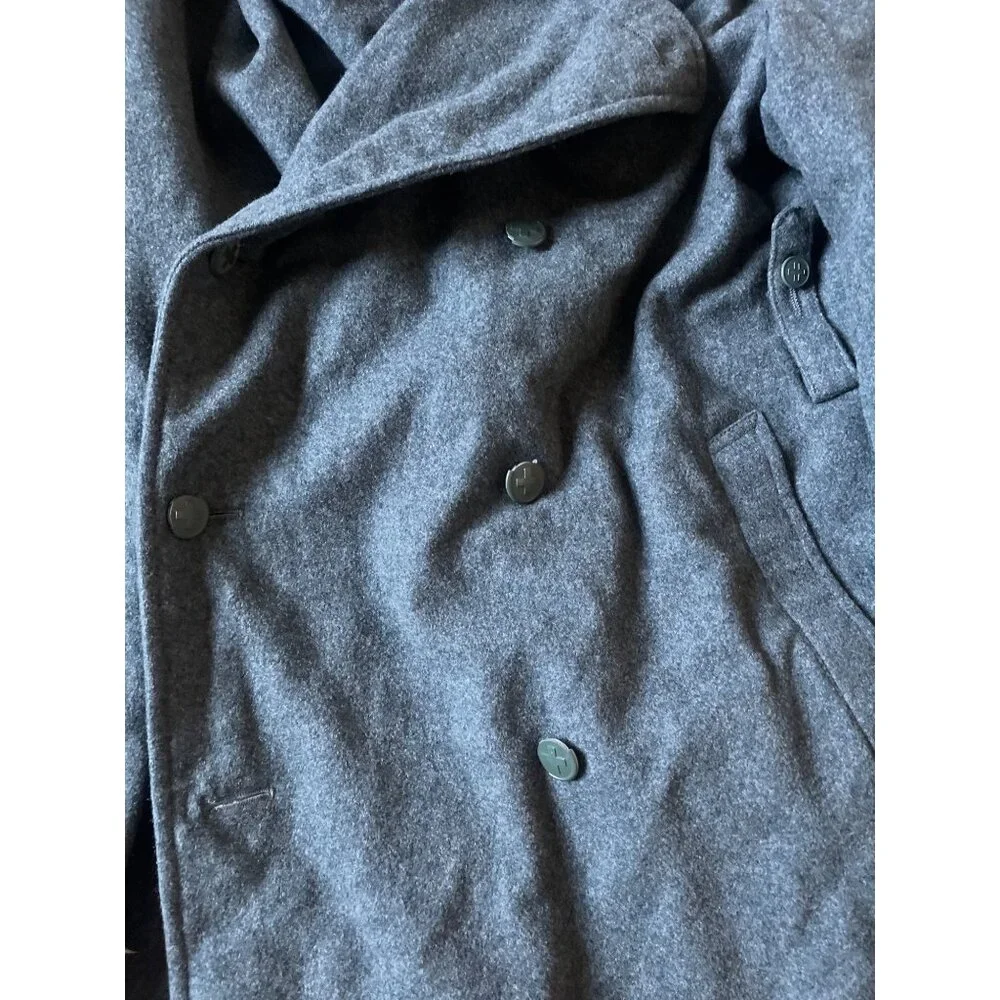 Men's Green‎ Trench Coat Wool *Small Flaw* Pea Coat Winter Long Size XL Overcoat